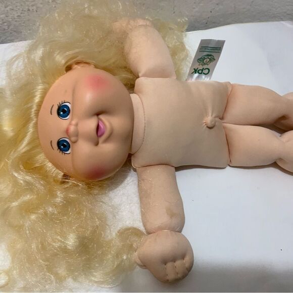 Cabbage Patch Kid Doll Long Blonde Hair Green Eyes Clean - Picture 5 of 12